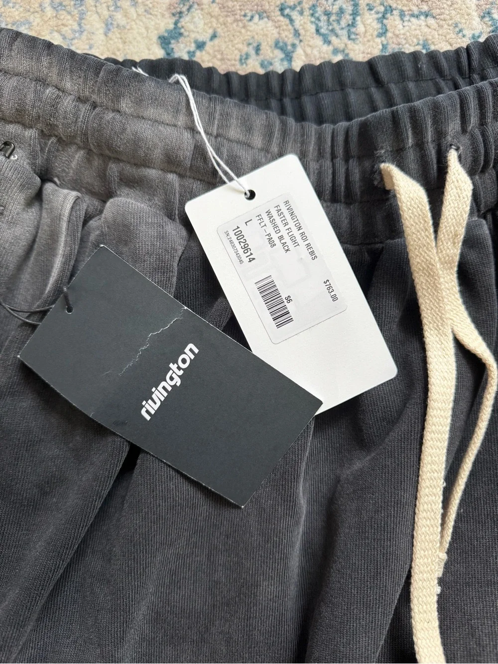 NWT Rivington Roi Rebis Fade Faster Flight Washed Black Sweatpants, Sz Large